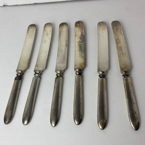 Antique JL Williams Lot of 6 Knives Quadruple Plate Silverplate Flatware - Picture 5 of 7